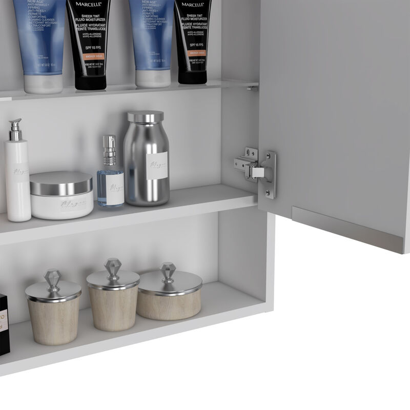 DEPOT E-SHOP Tatacoa Mirror Medicine Cabinet, One Open Shelf, Three Interior Shelves, Black