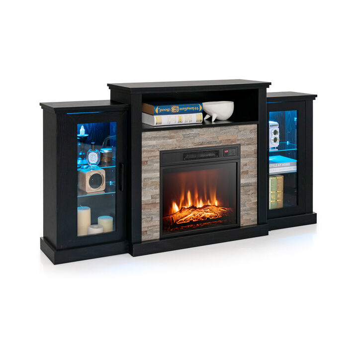 LED Fireplace TV Stand with 16-Color Lights for TVs