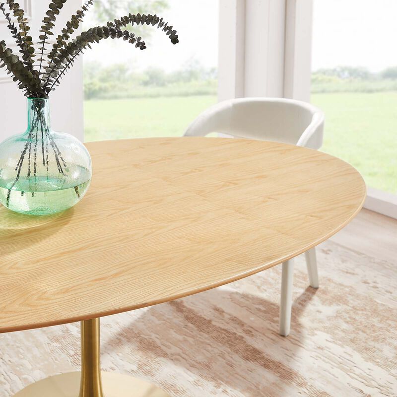 Modway - Lippa 78" Oval Wood Grain Dining Table Gold Natural
