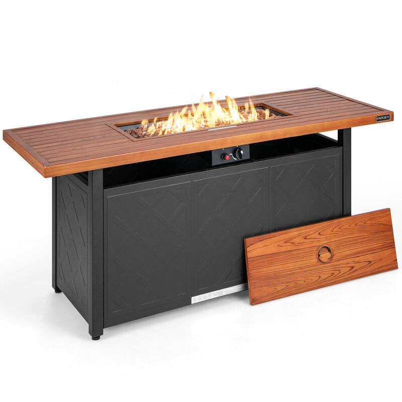 57 Inch 50 000 BTU Rectangular Propane Outdoor Fire Pit Table