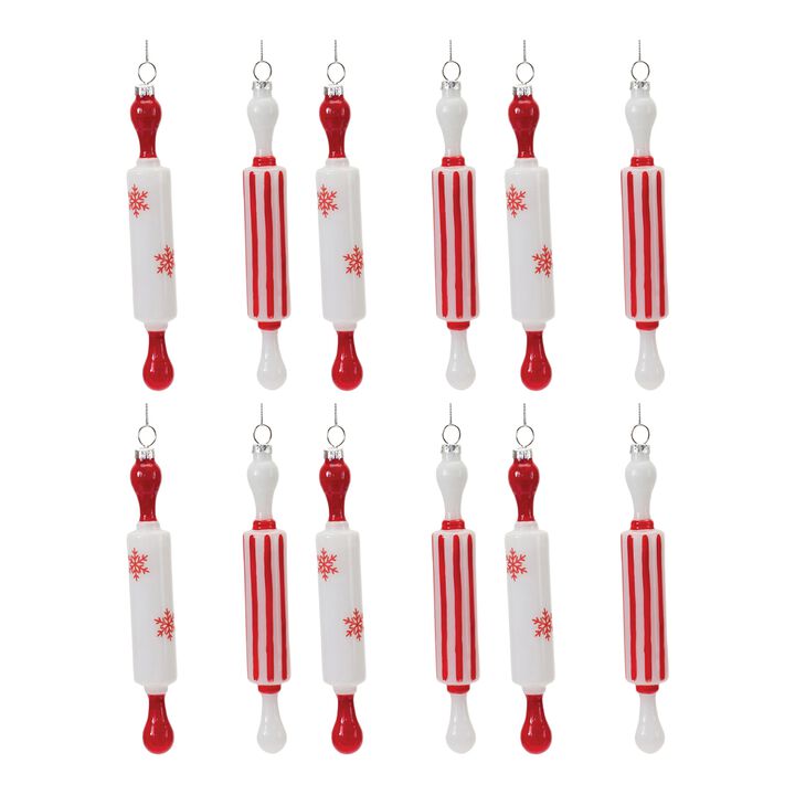 Rolling Pin Ornament (Set of 12) 7.5"H Glass