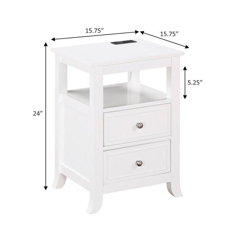 Convenience Concepts Melbourne 2 Drawer End Table with Charging Station and Shelf
