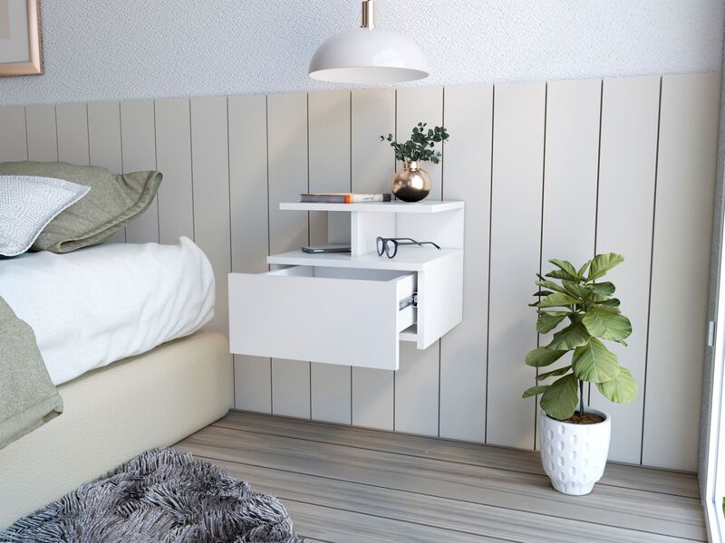 Nightstand Floating Flopini, Bedroom, White