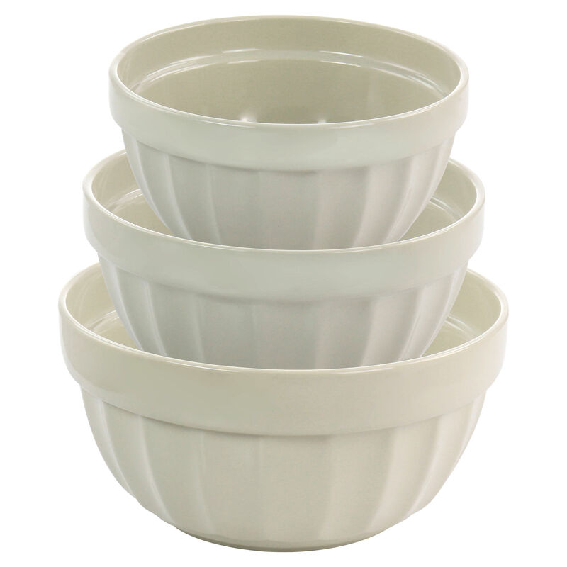Martha Stewart 3 Piece Stoneware Bowl Set in Beige