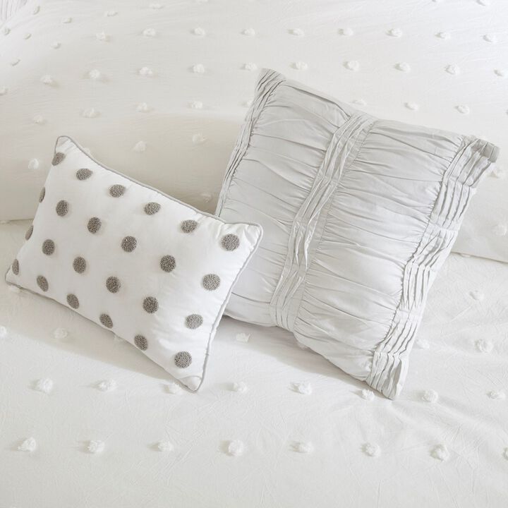 Gracie Mills Grady Elegance Defined Cotton Jacquard Comforter Set with Euro Shams and Throw Pillows