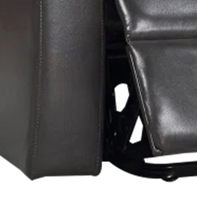 Evans 37 Inch Recliner Chair, Power Lift, Cupholders, Gray Faux Leather - Benzara
