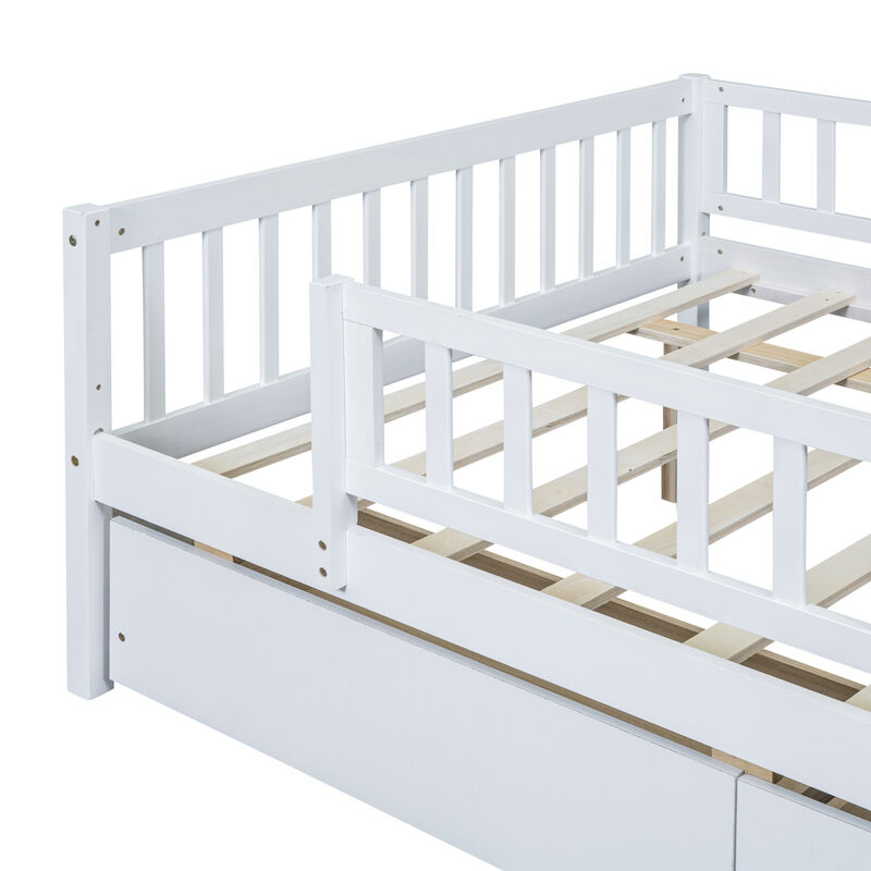 Full Size Daybed Wood Bed With Two Drawers