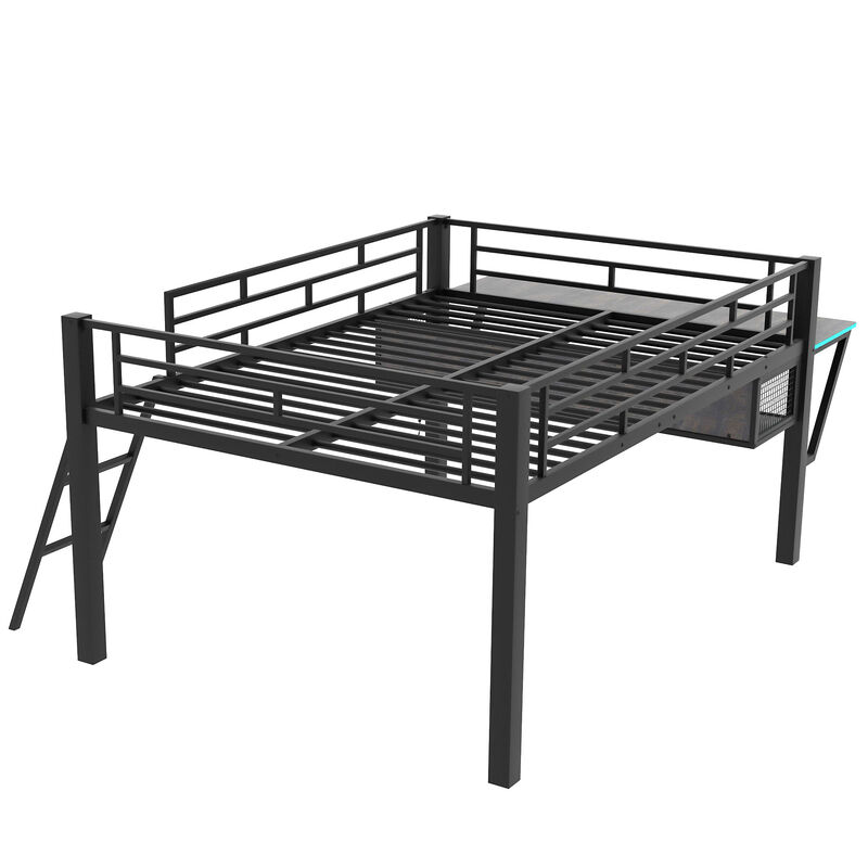 Merax Gaming Mid Loft Bed with Desk