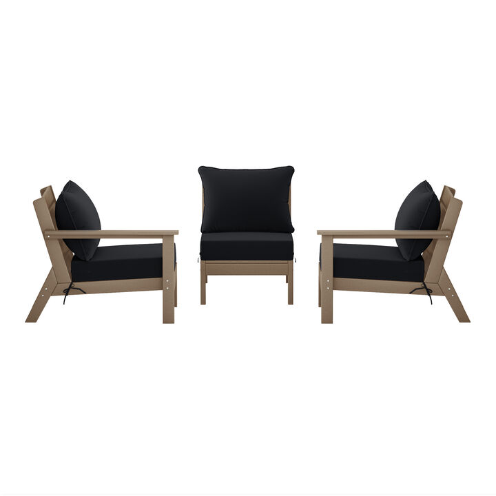 WestinTrends Outdoor Patio HDPE Sectional Sofa with Patio Cushions