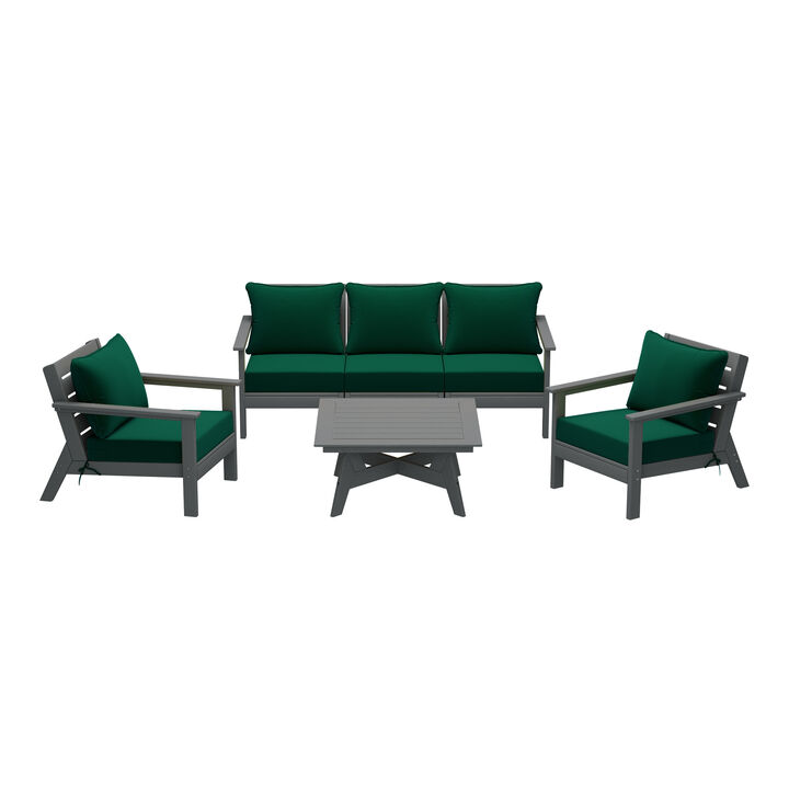 WestinTrends Outdoor 6-Piece Modular Sectional Patio Furniture Sofa Set