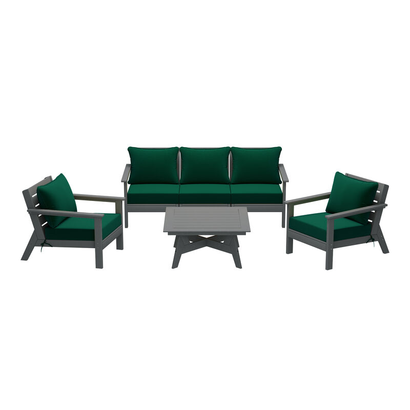 WestinTrends Outdoor 6-Piece Modular Sectional Patio Furniture Sofa Set