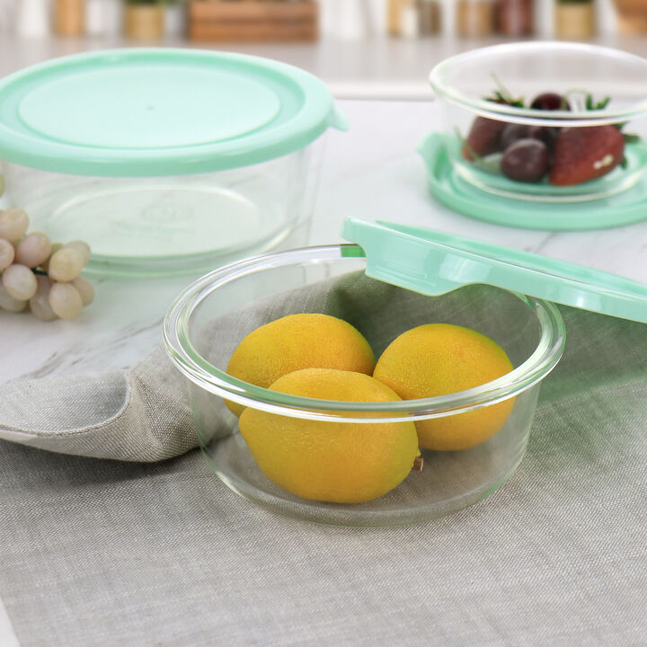 Martha Stewart 6 Piece Assorted Glass Storage Container and Lid Set  in Mint