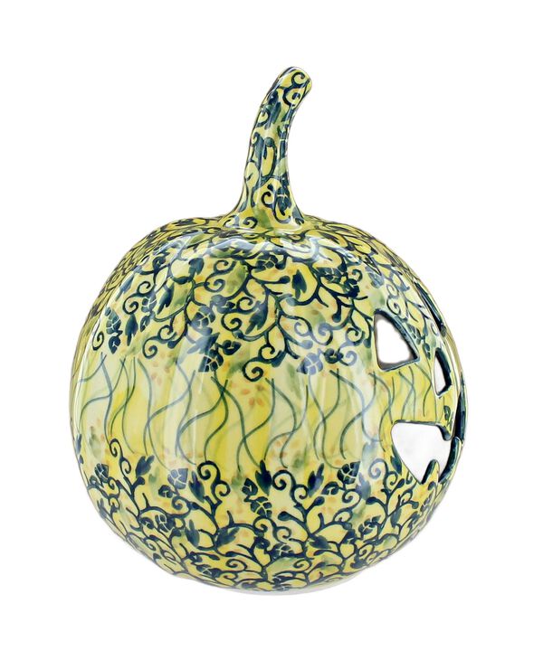 Blue Rose Polish Pottery Blue Violet Small Pumpkin Luminary