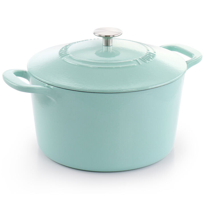 Martha Stewart 7 Quart Enameled Cast Iron Dutch Oven with Lid in Blue