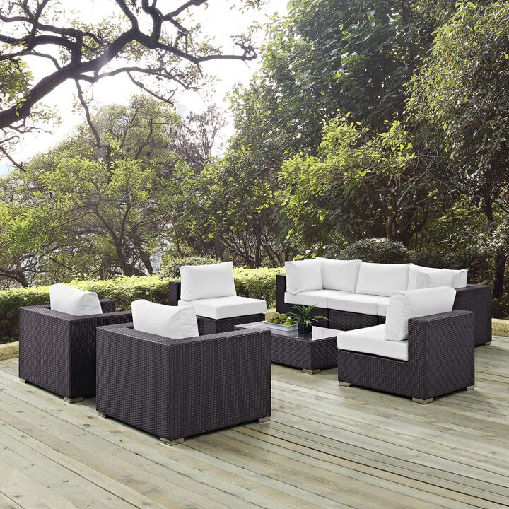 Convene 8 Piece Outdoor Patio Sectional Set - Espresso White