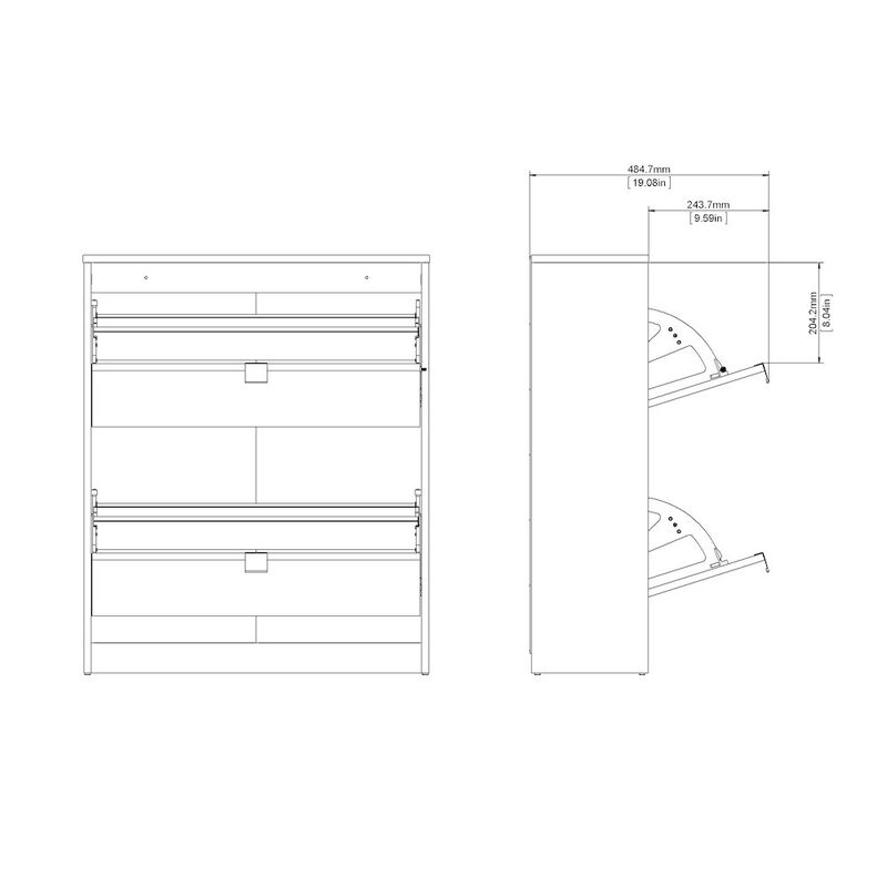 Tvilum Bright 2 Drawer Shoe Cabinet, Black Matte