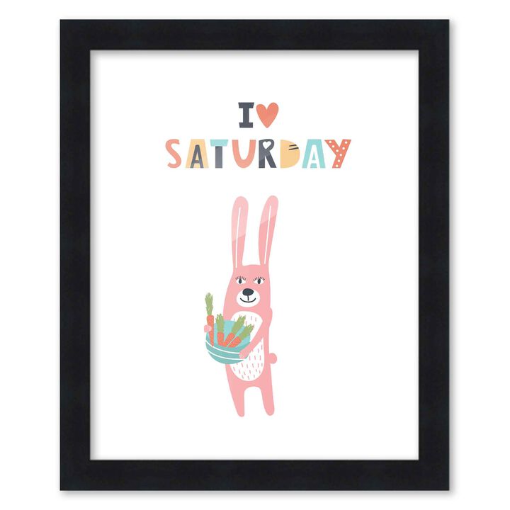 8x10 Framed Nursery Wall Little Explorer I Heart Saturday Poster in Black Wood Frame For Kid Bedroom or Playroom