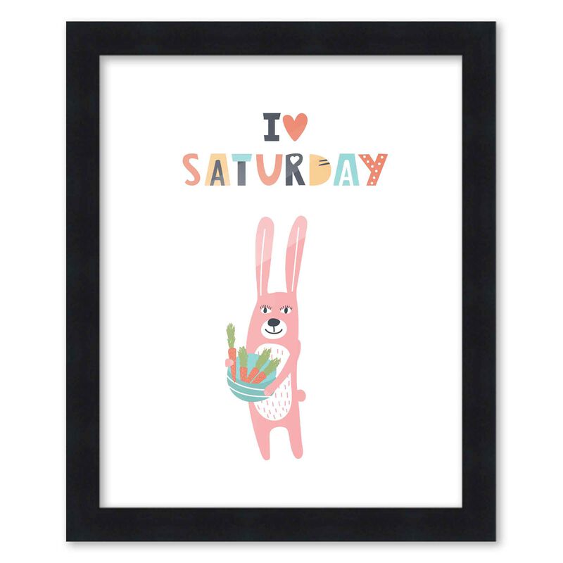 8x10 Framed Nursery Wall Little Explorer I Heart Saturday Poster in Black Wood Frame For Kid Bedroom or Playroom
