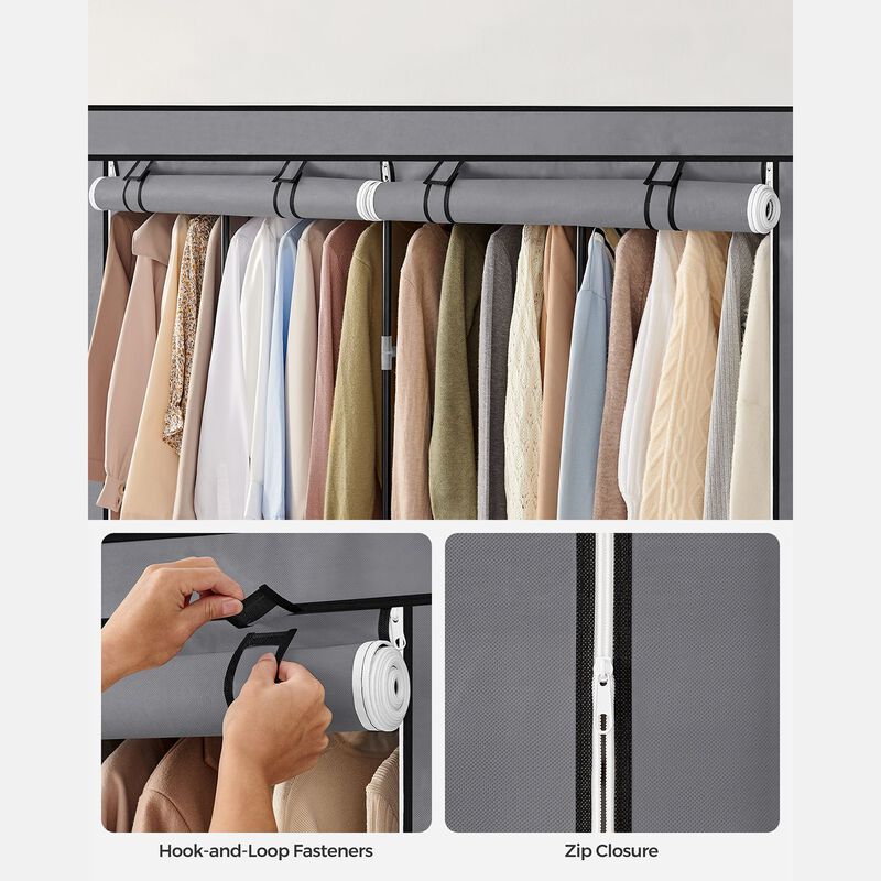 Portable Closet with Cover 4 Hanging Rods and Shelves