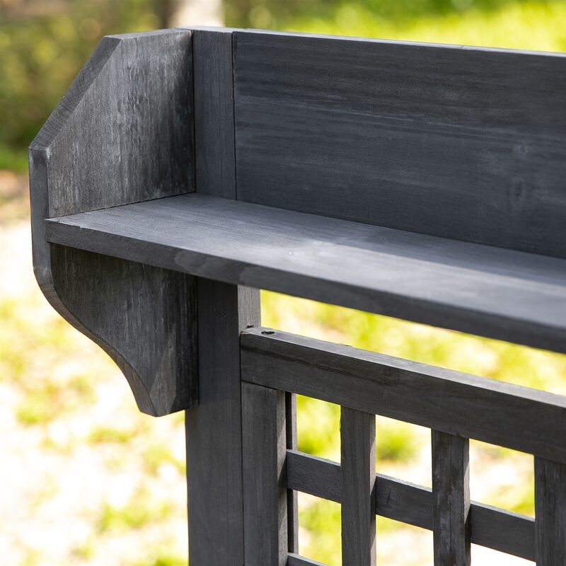 QuikFurn Outdoor Grey Wood Potting Bench Expandable Top with Food Grade Plastic Sink