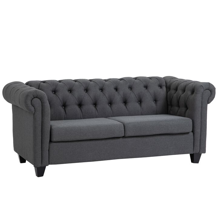 Grey Living Room Comfort: 73" Oversize Linen Fabric Loveseat