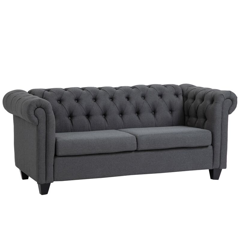 Grey Living Room Comfort: 73" Oversize Linen Fabric Loveseat