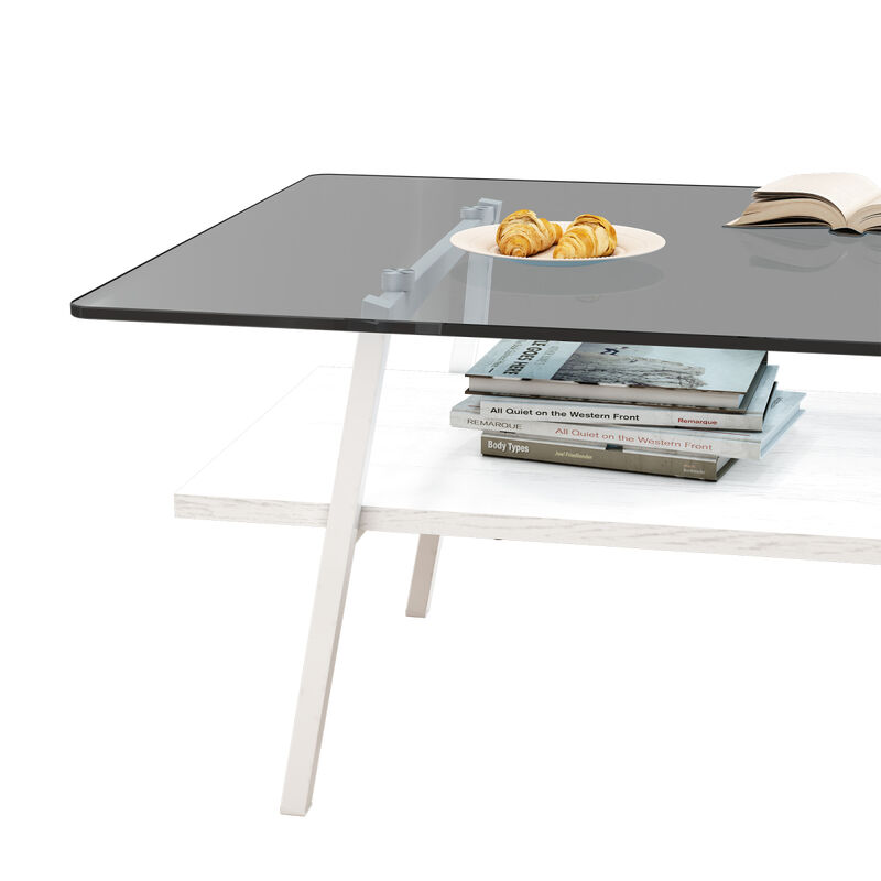 Modern Gray Glass Coffee Table