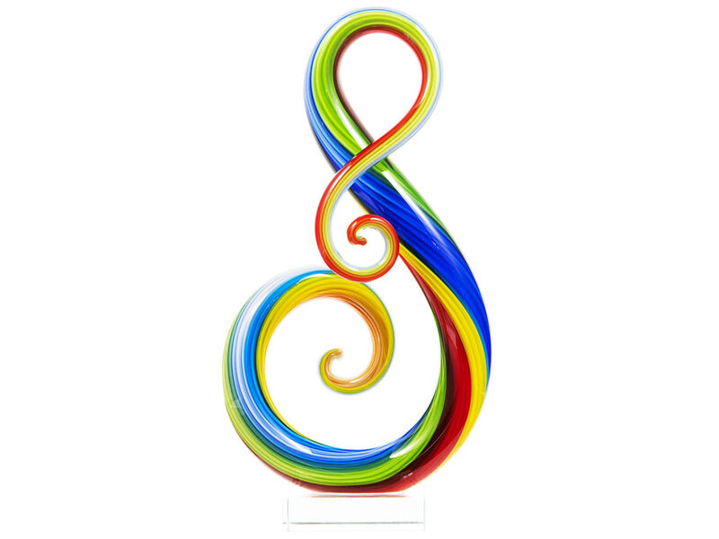 Hand Blown Treble Sommerso Art Glass Sculpture
