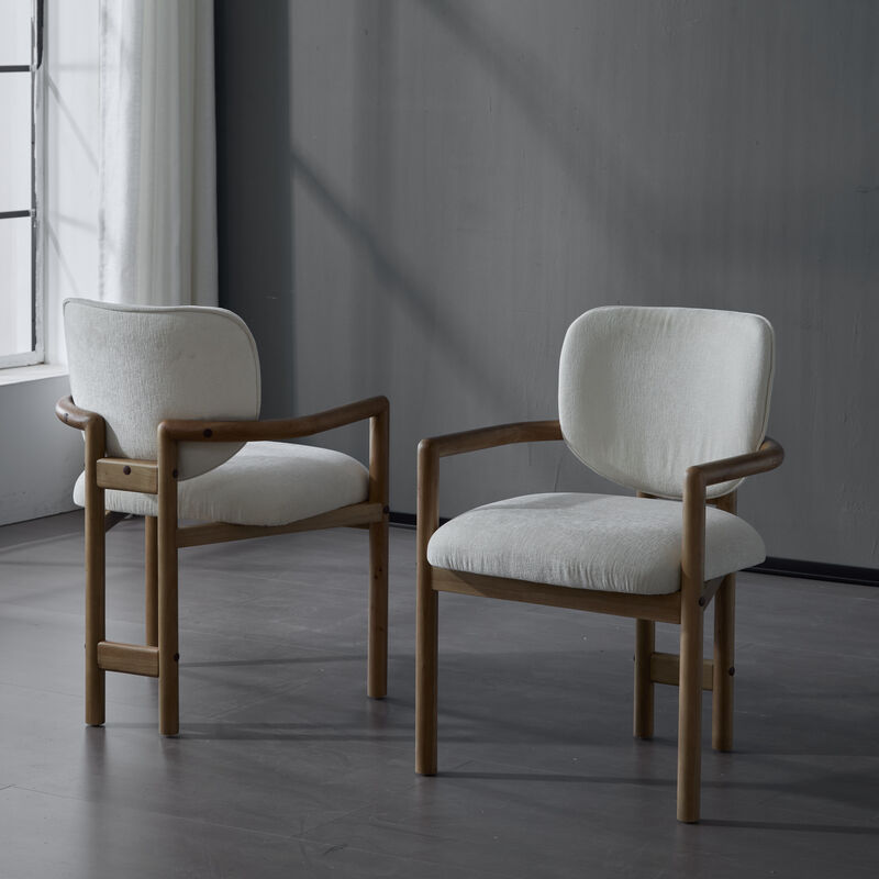 Merax Rubber Wood Dining Chairs Arm Chairs 2 Pieces