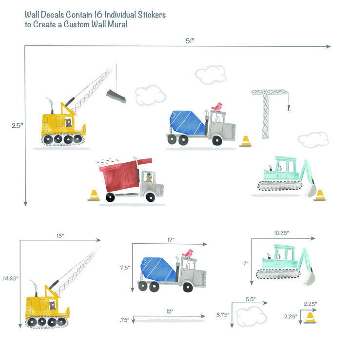 Bedtime Originals Construction Zone Trucks Wall Decals/Stickers