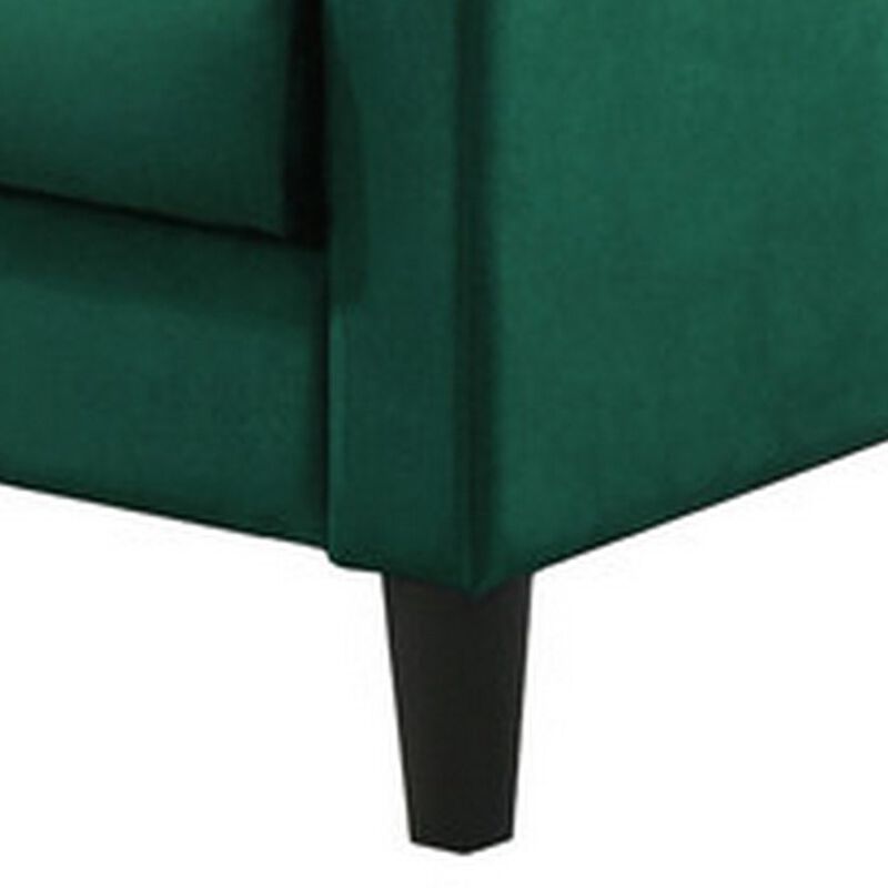 Oz 28 Inch Modern Accent Armchair with Foam Cushion, Tufted Green Velvet-Benzara