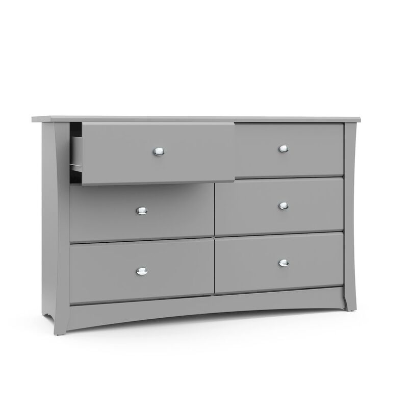 Storkcraft Crescent 6 Drawer Double Dresser (Pebble Gray)