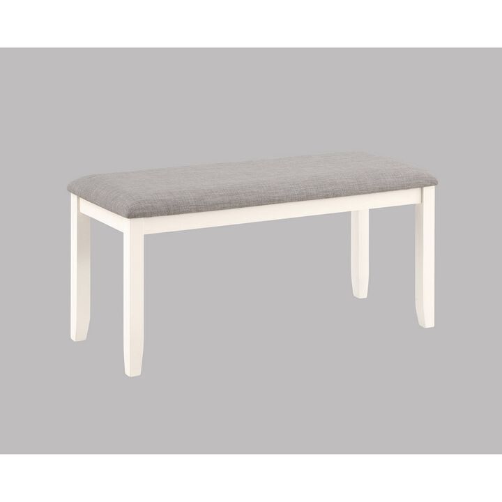 Casey 6 Piece Dining Table and Chairs Set with Bench, Farmhouse White, Gray - Benzara