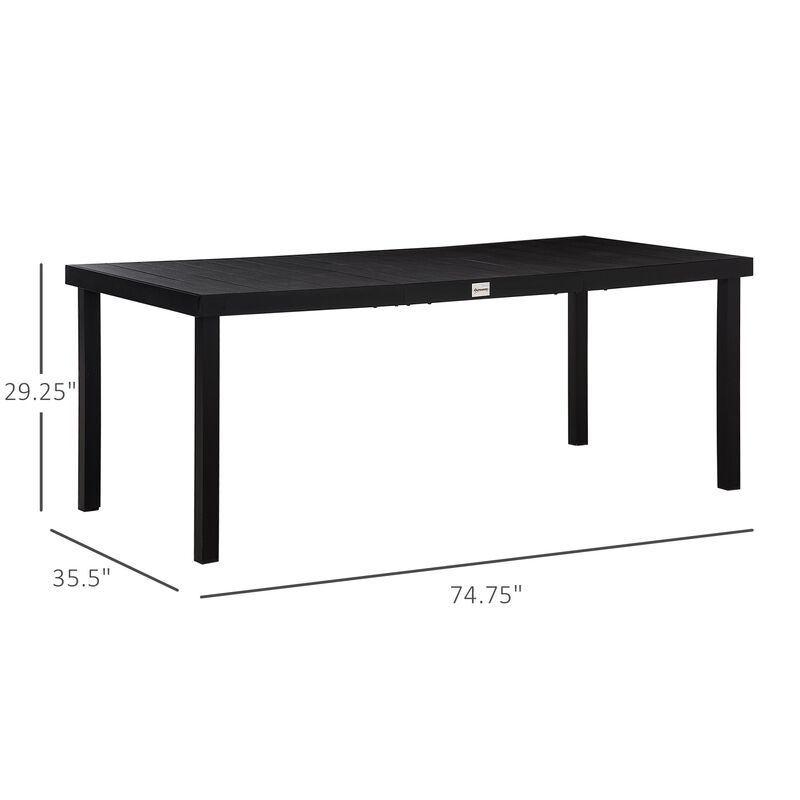 Black Alfresco Dining: 8-Person Rectangular Pedestal Table