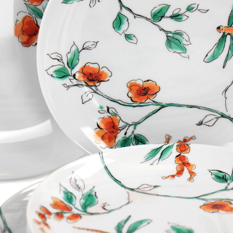 Martha Stewart 12 Piece Dragonfly Melamine Dinnerware Set in White