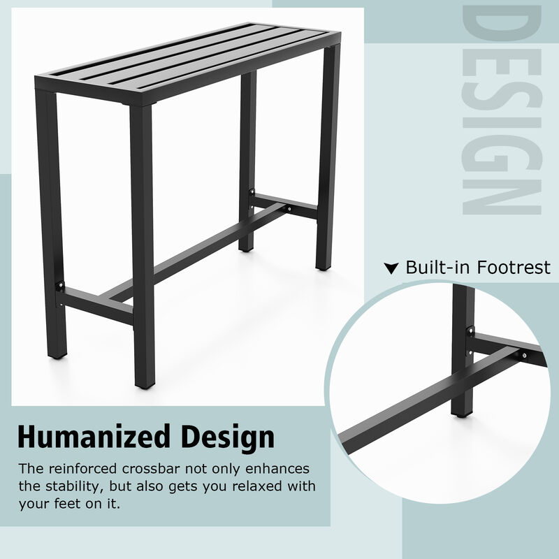 48 Inch Outdoor Bar Table with Waterproof Top and Heavy-duty Metal Frame