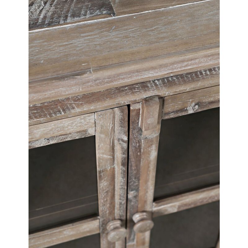 Jofran Rustic Shores 70 Coastal Distressed Acacia Six-Door Sideboard Cabinet