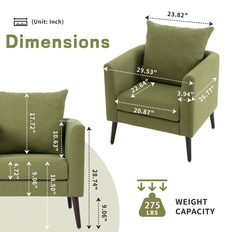 Mondawe Barrel Chair, Fabric Armchair Club Chair, Upholstered Accent Chair with Waist Pillow