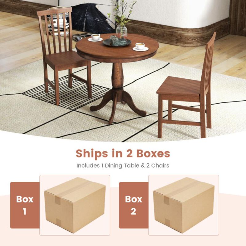 Hivvago 3 Pieces Wooden Dining Table and Chair Set for Cafe Kitchen Living Room