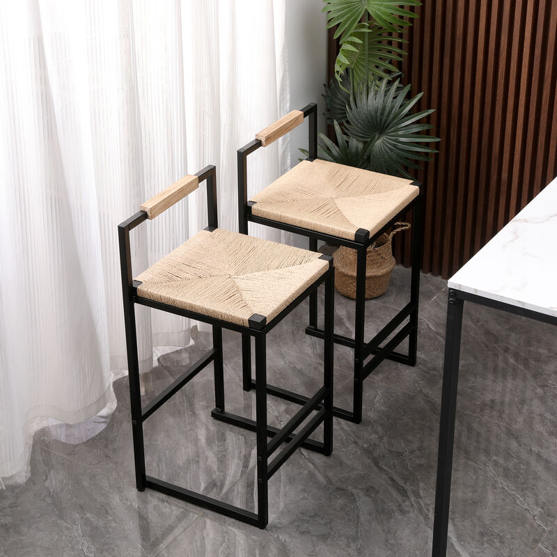 Set of 2 Bar Stools Counter Height Dining Chairs for Kitchen & Home Seating