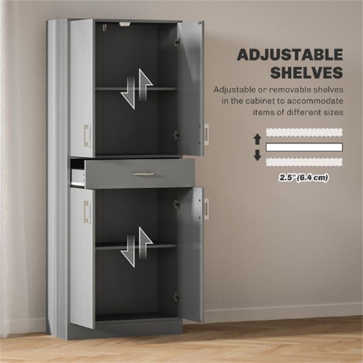 Freestanding Kitchen Cabinet, Storage Cupboard with Doors and Shelves