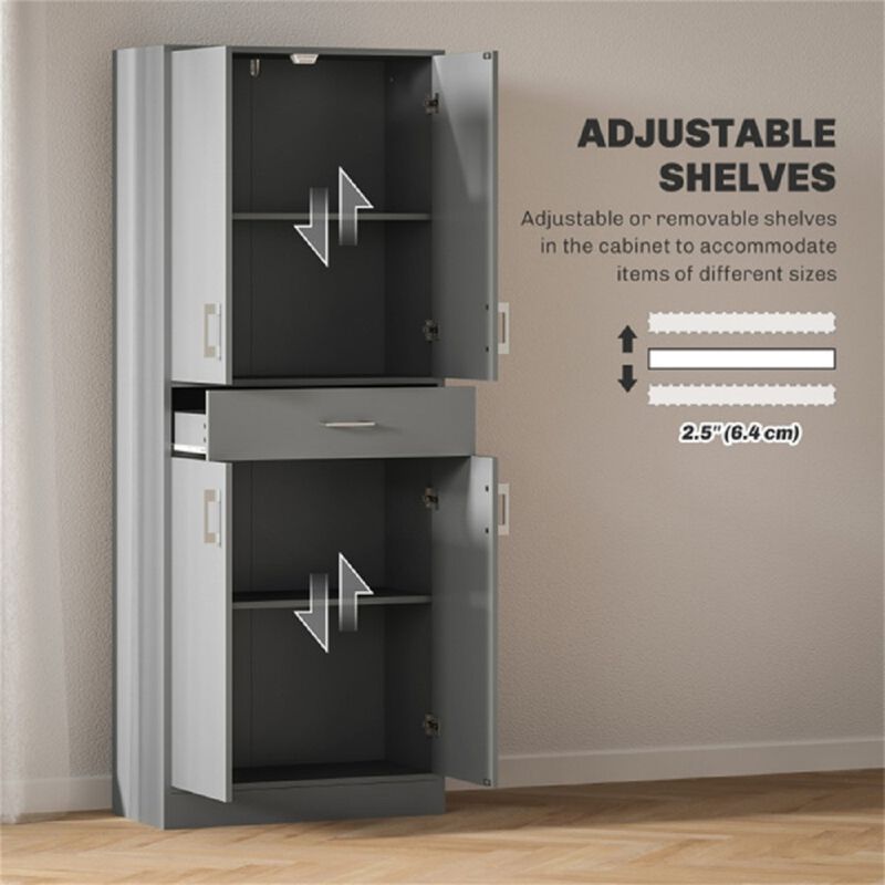 Freestanding Kitchen Cabinet, Storage Cupboard with Doors and Shelves