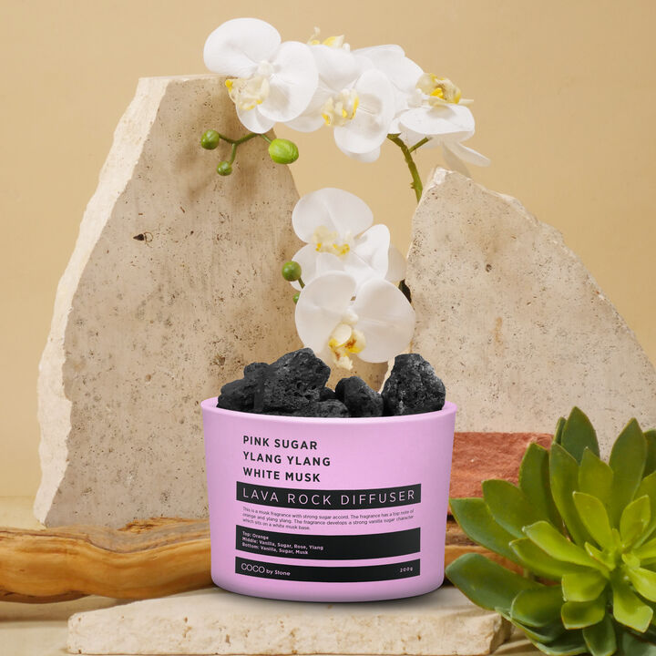 Lava Rock Diffuser - Pink Sugar, Ylang Ylang, White Musk