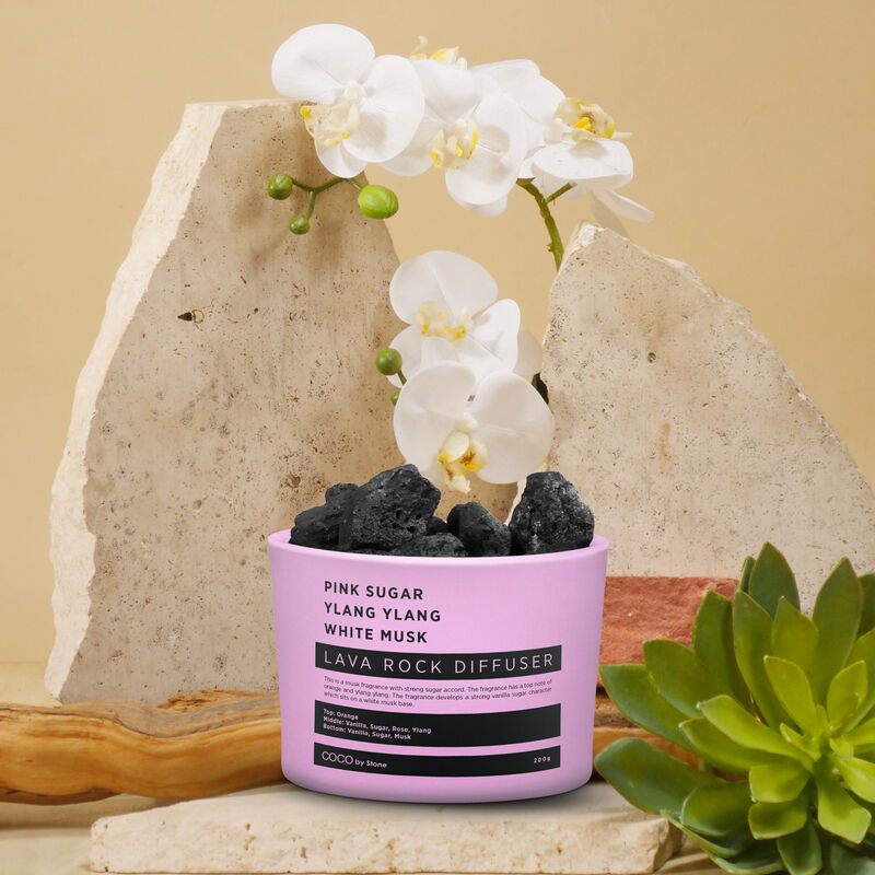 Lava Rock Diffuser - Pink Sugar, Ylang Ylang, White Musk