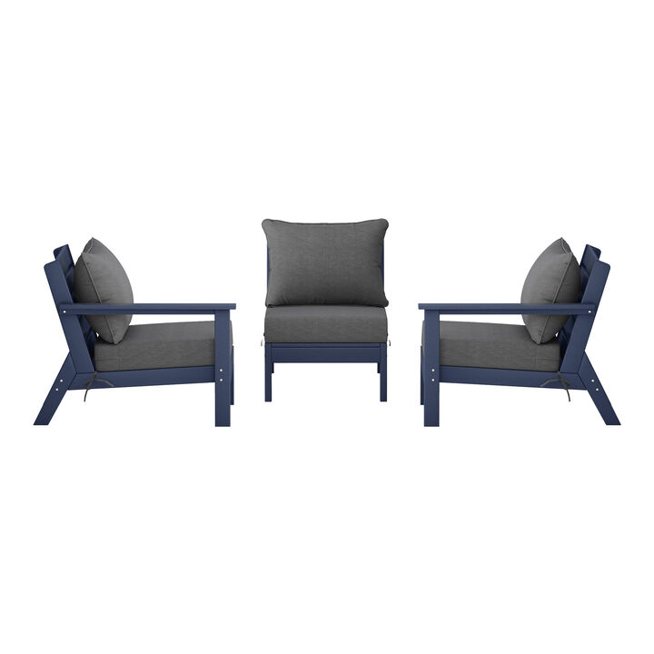 WestinTrends Outdoor Patio HDPE Sectional Sofa with Patio Cushions