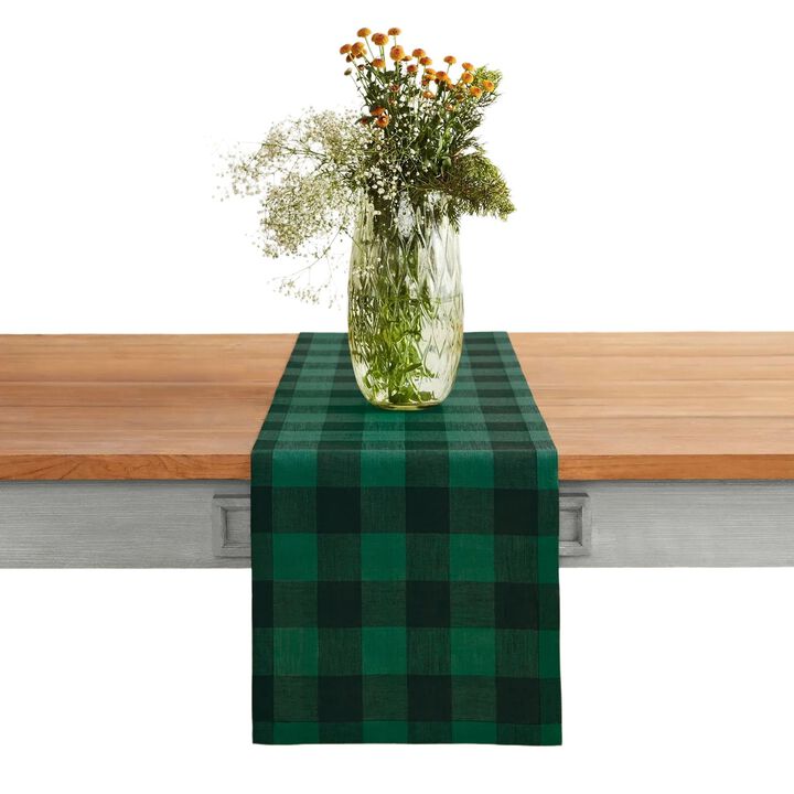 Solino Home 100% Pure Linen Table Runner | Buffalo Check