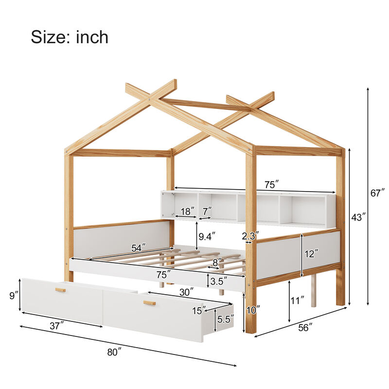 Merax House Bed Frame with 2 Storage Drawers