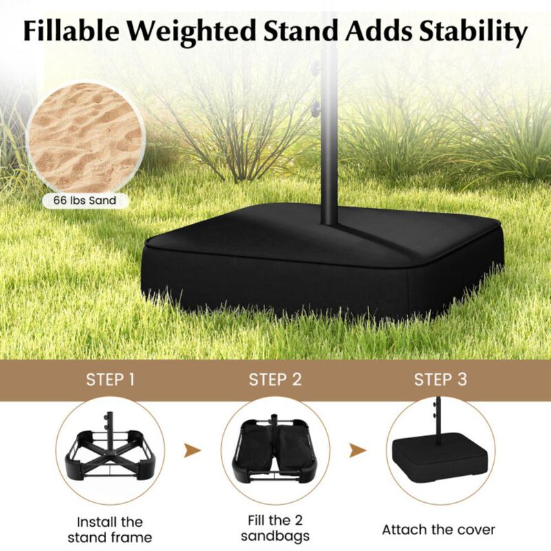 Hivvago 13 Feet Double-Sided Patio Twin Table Umbrella with Crank Handle