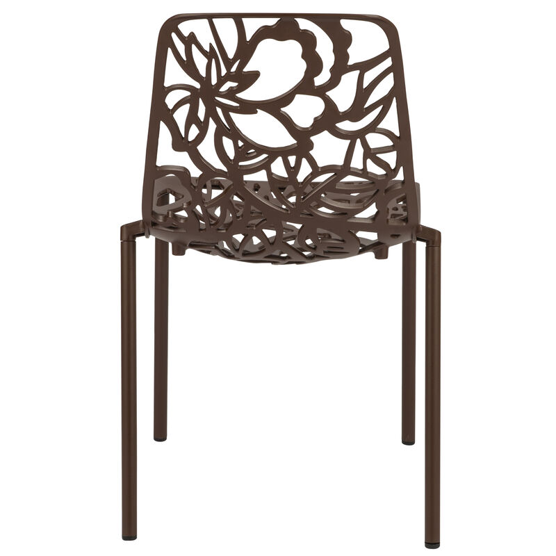 LeisureMod Devon Modern Aluminum Outdoor Dining Chair set of 2 in Red