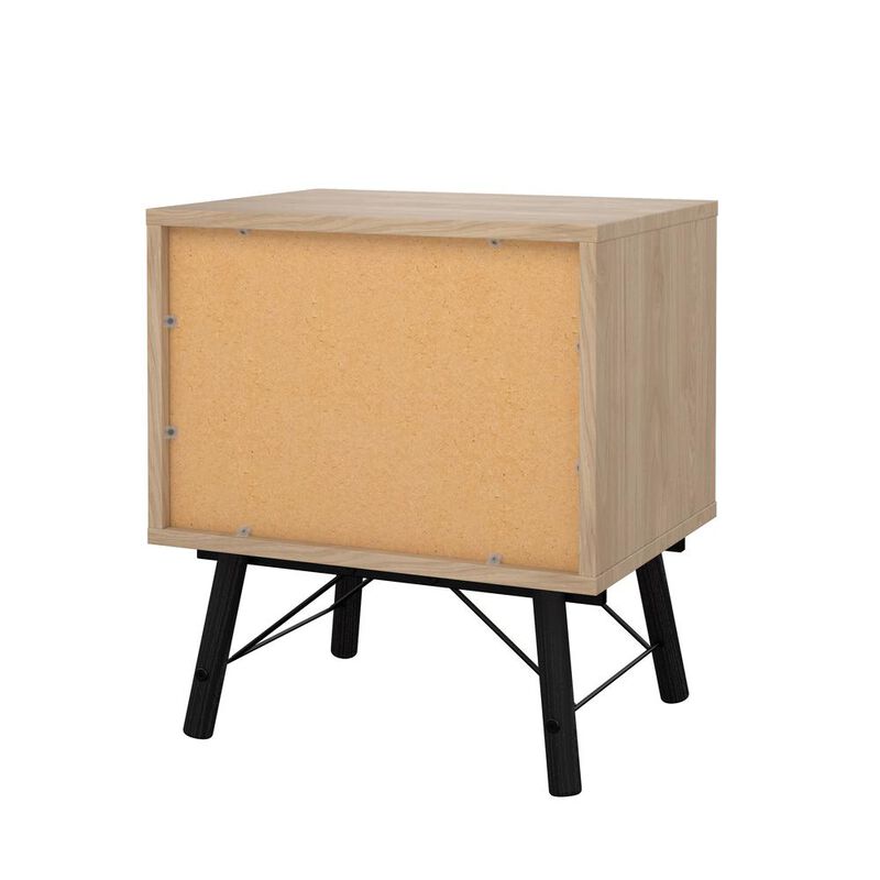 Tvilum Ry Nightstand with 1 Drawer and Open Shelf, Jackson Hickory/Black